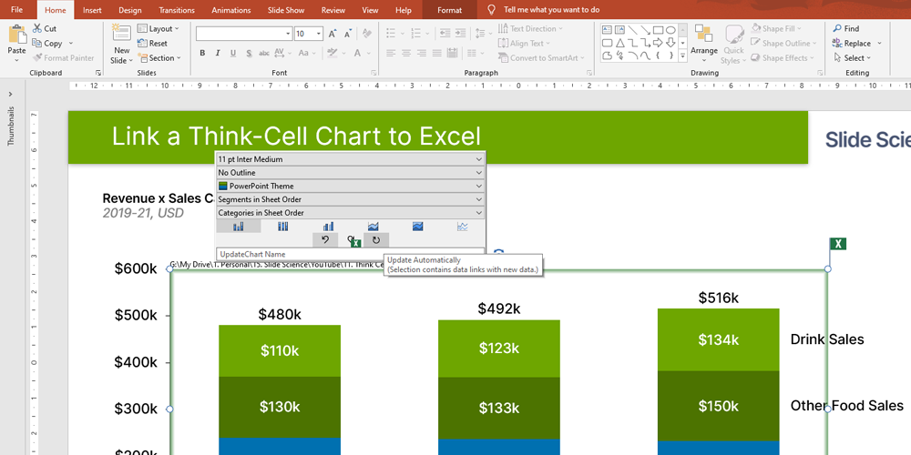 Automate a ThinkCell Chart with Excel Data Slide Science