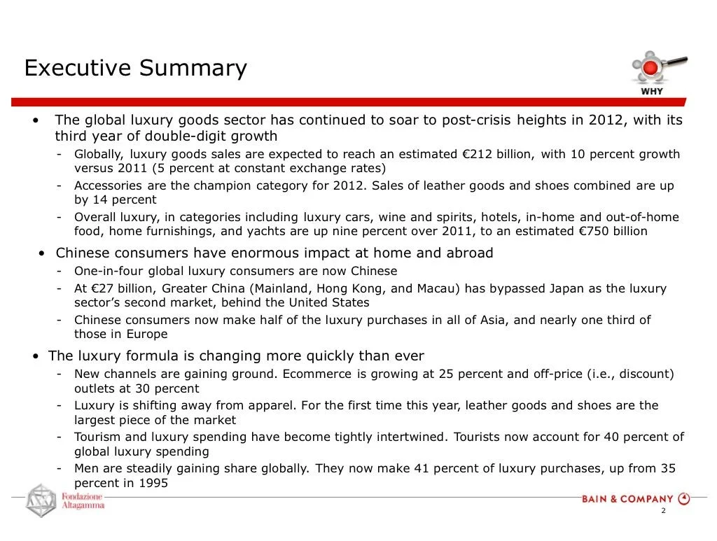 Bain executive summary slide
