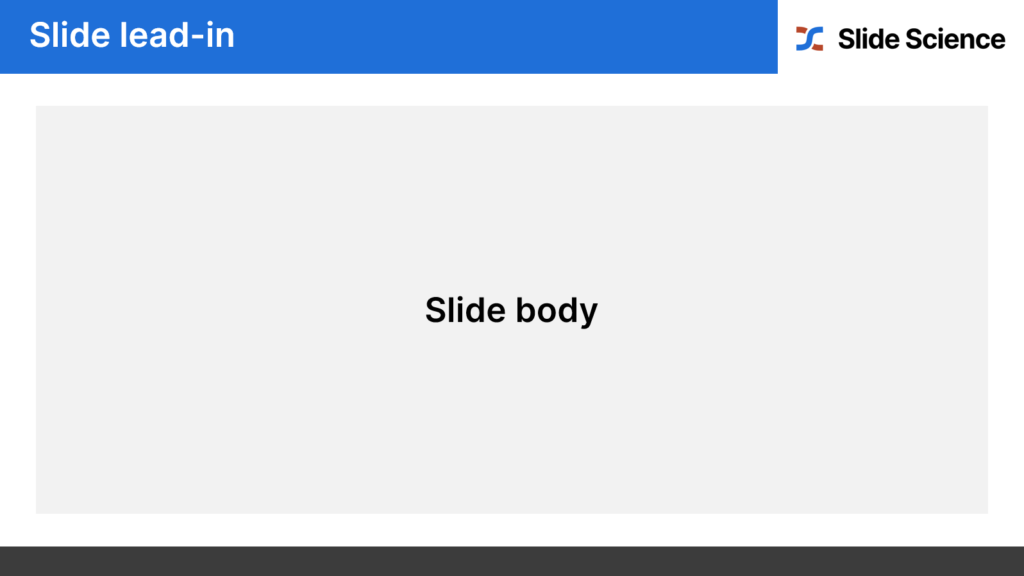 Components a PowerPoint slide: slide lead-in and slide body