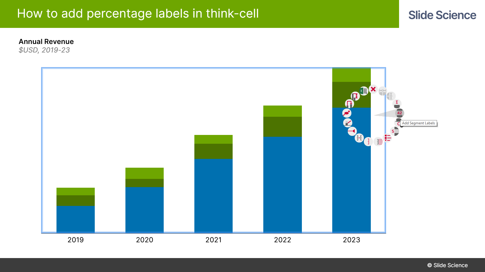 Add percentage labels in think-cell - Step 1: Add chart labels